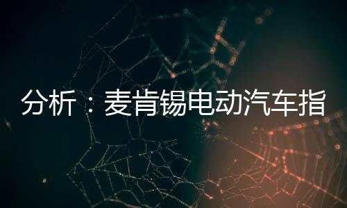 分析:麦肯锡电动汽车指数—欧洲为全球电动汽车下跌提供缓冲